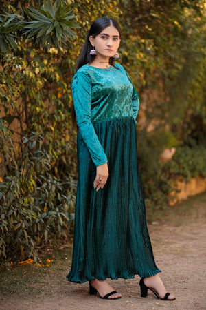 Persian Green Maxi dress- Areeba's Couture