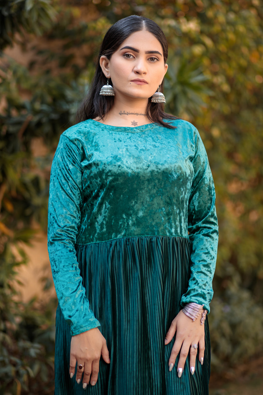 Persian Green Maxi dress- Areeba's Couture