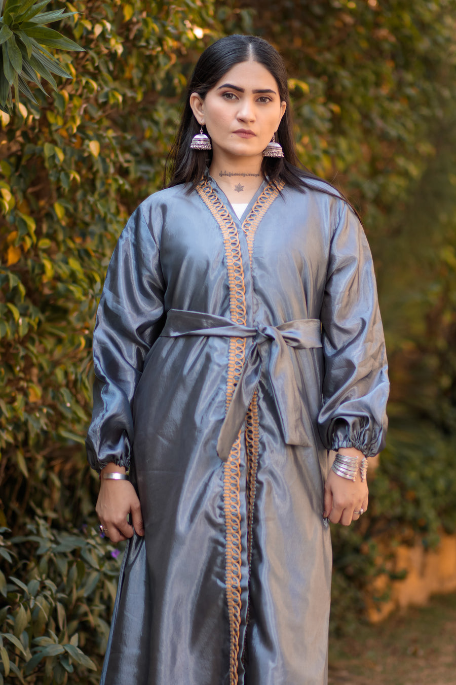 Light Grey Blue Inayah Abaya- Areeba's Couture
