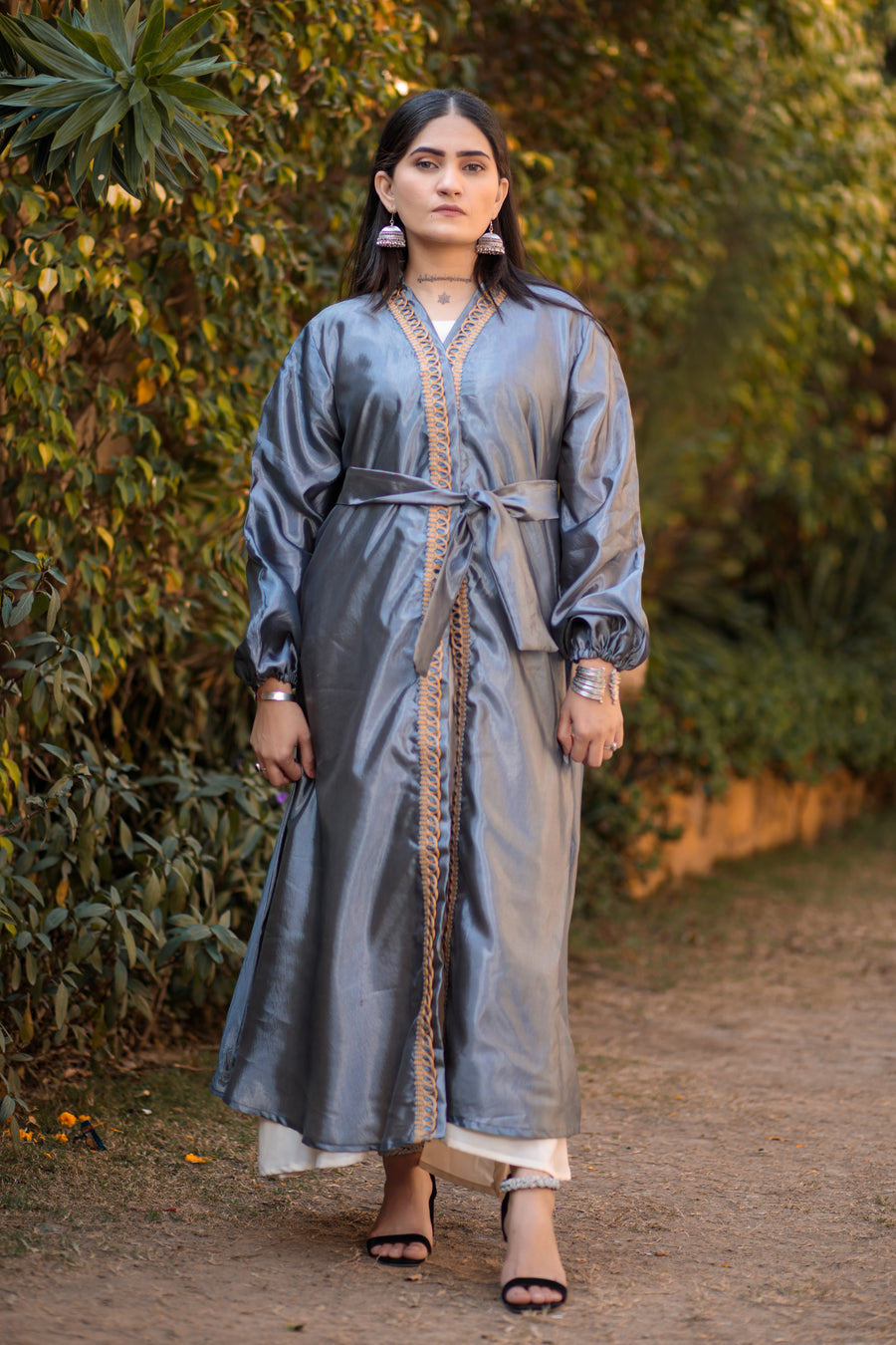 Light Grey Blue Inayah Abaya- Areeba's Couture