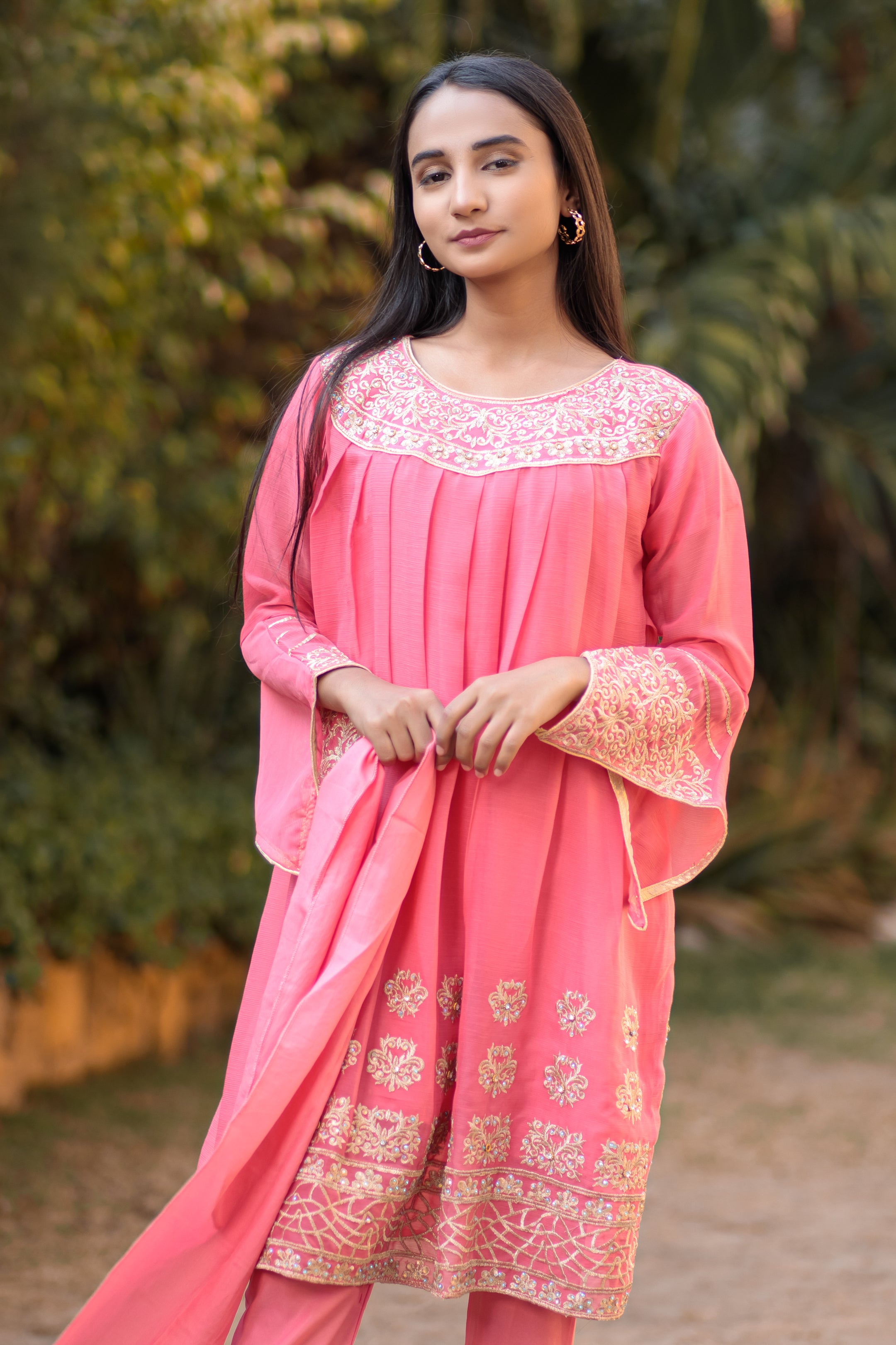 Carnation Pink Frock- Areeba's Couture