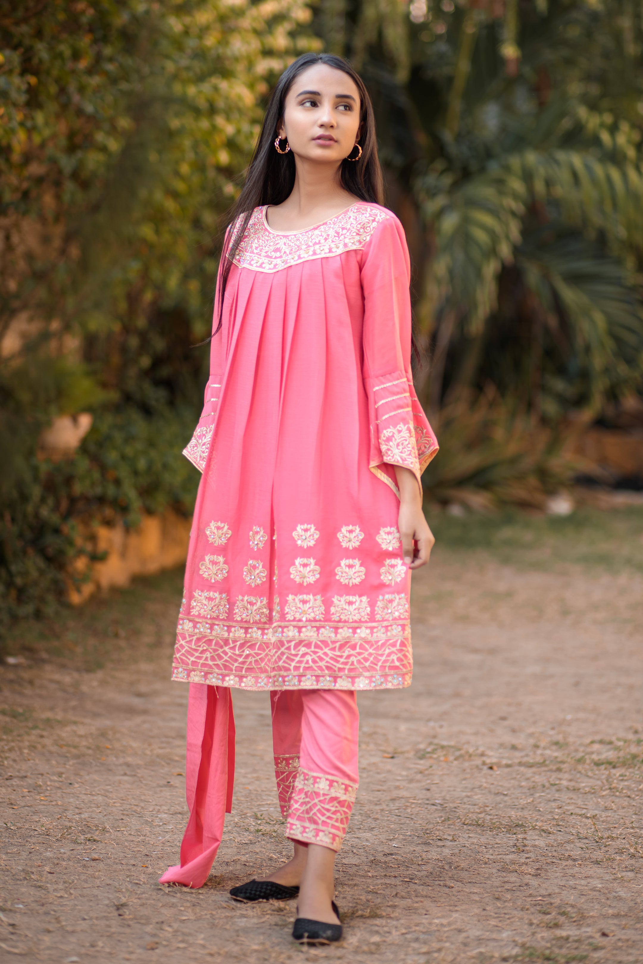 Carnation Pink Frock- Areeba's Couture