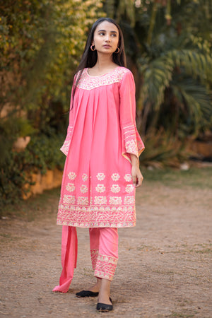 Carnation Pink Frock- Areeba's Couture