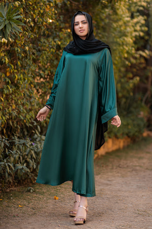 Dark Aqua Afifa Abaya- Areeba's Couture