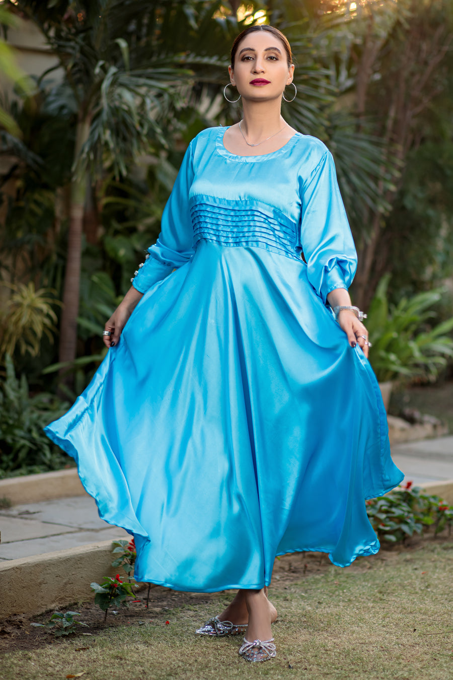 Picton Blue Dress- Areeba's Couture
