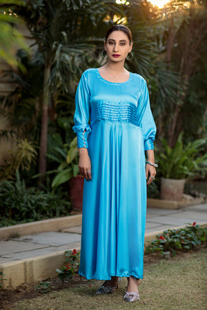 Picton Blue Dress- Areeba's Couture