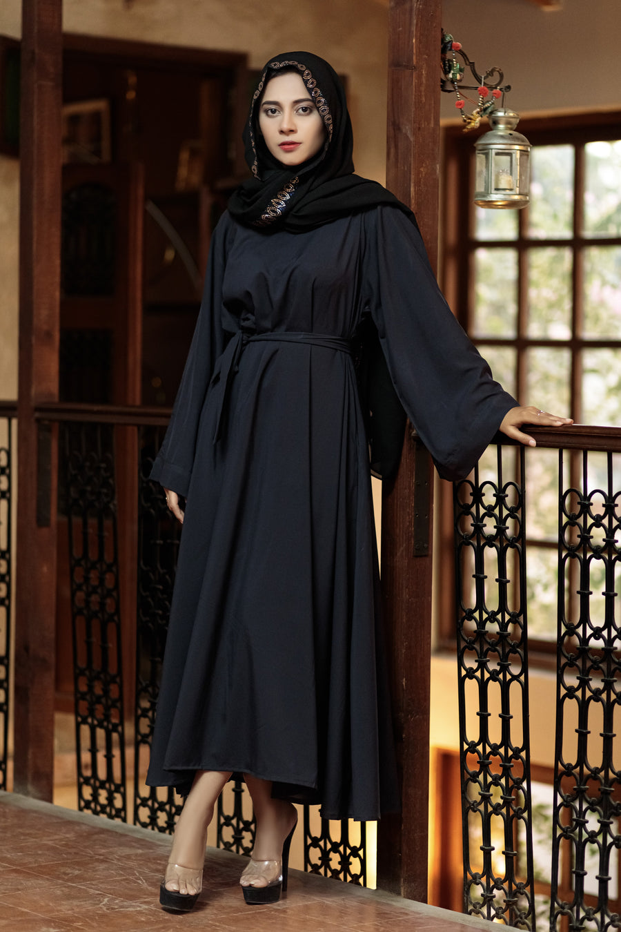Baltic Sea Black Afifa Abaya- Areeba's Couture