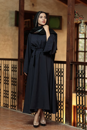 Baltic Sea Black Afifa Abaya- Areeba's Couture