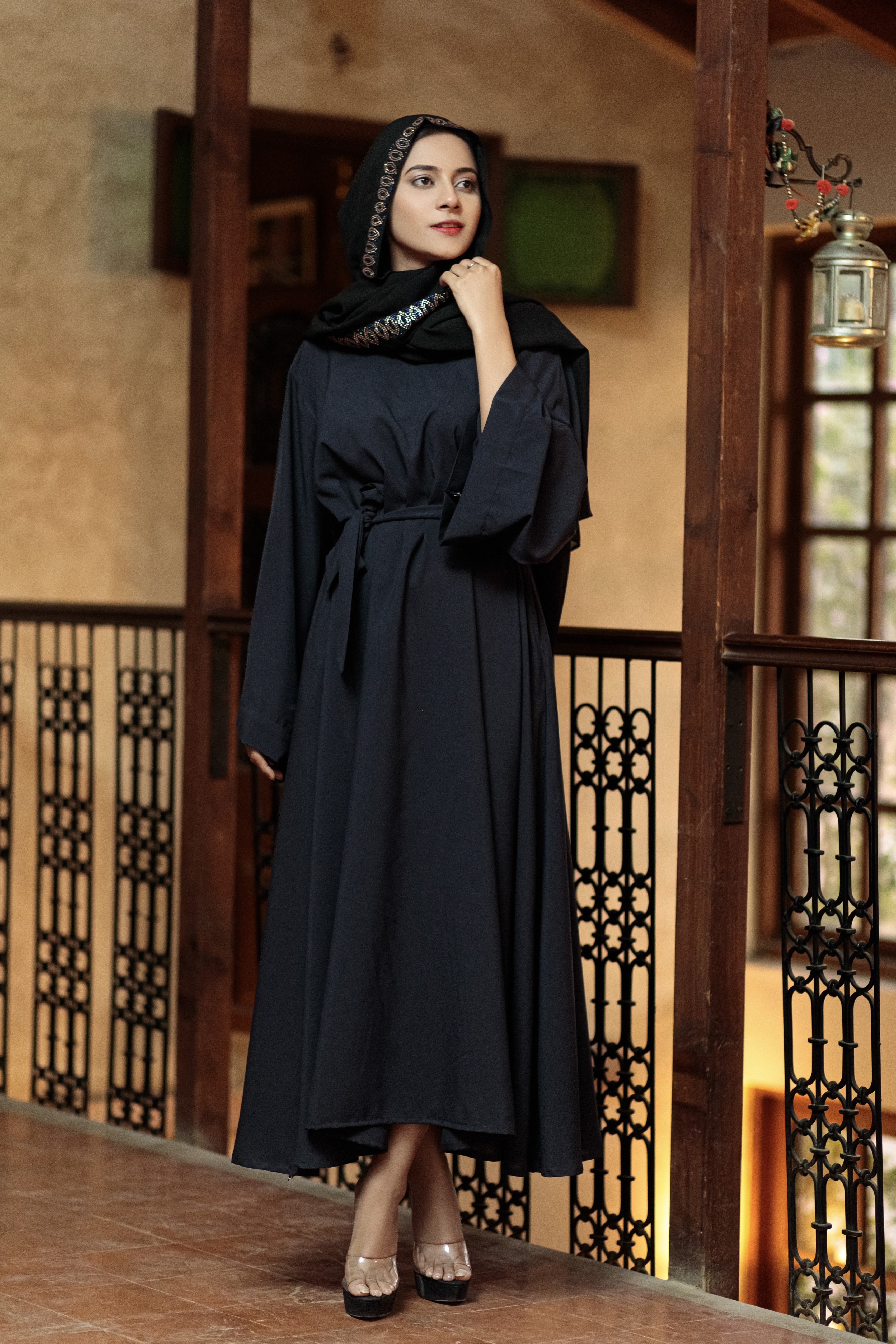 Baltic Sea Black Afifa Abaya- Areeba's Couture