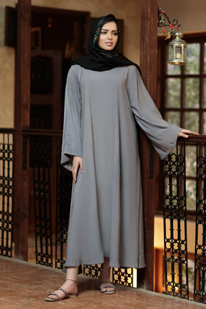 Cool Grey Afifa Abaya- Areeba's Couture