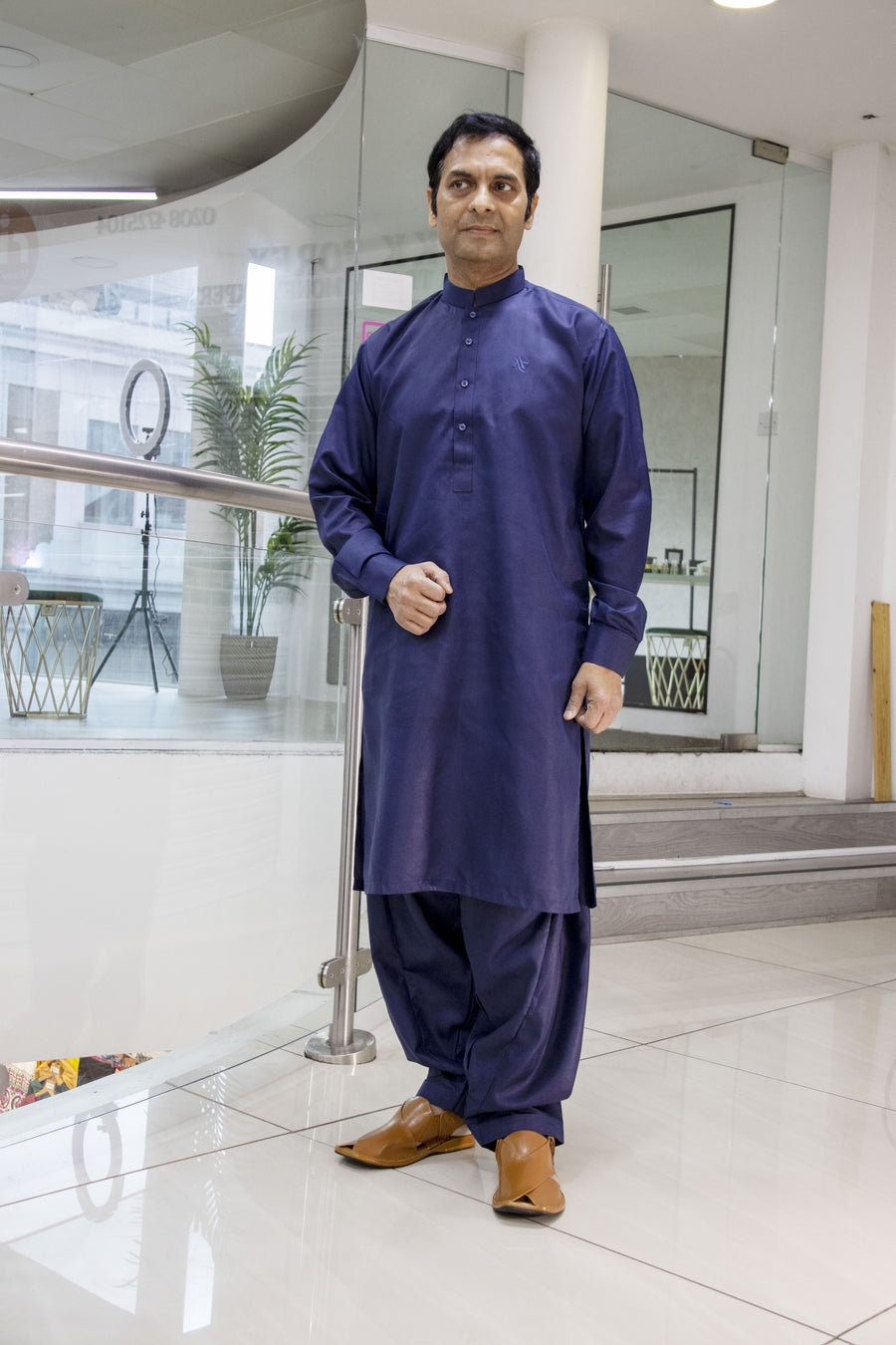 Dark Slate Blue Salwar kameez Gents- Areeba's Couture