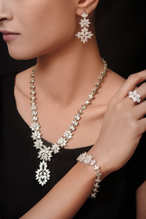 Sterling silver Artificial Jewellery set1- Areeba's Couture