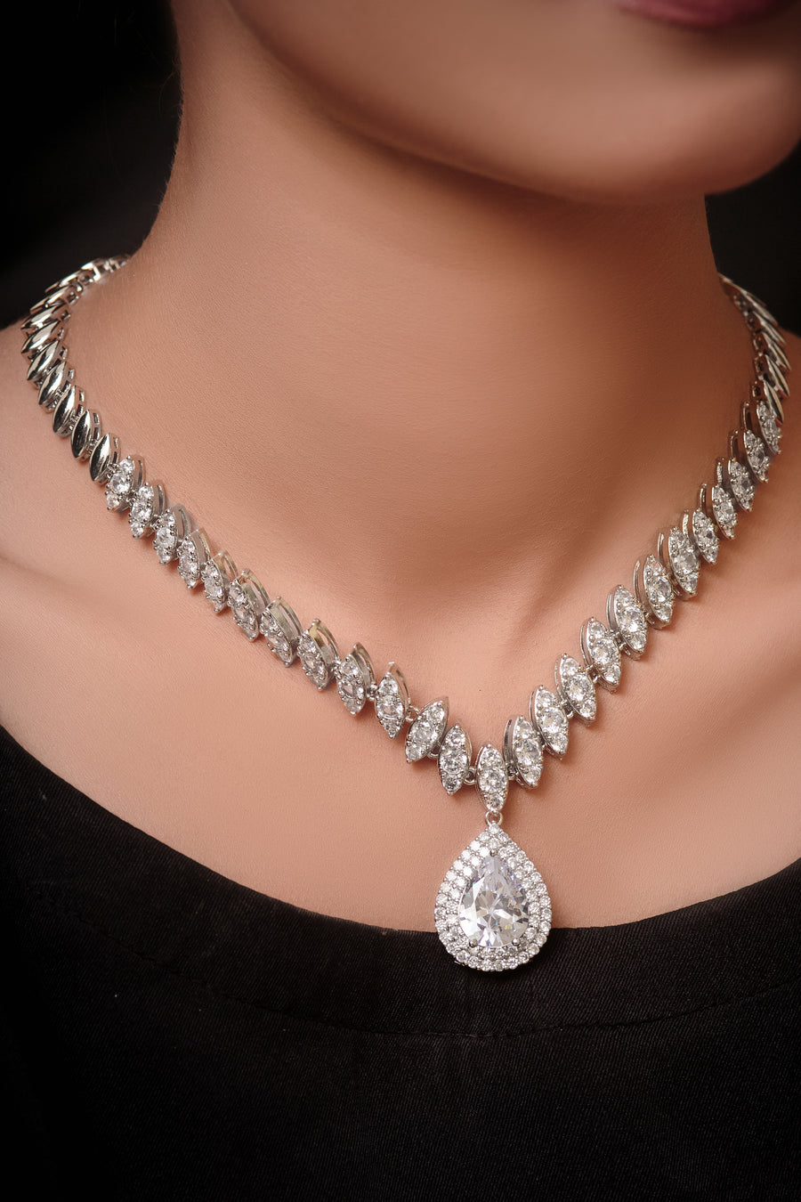 Sterling silver Artificial Jewellery set6- Areeba's Couture