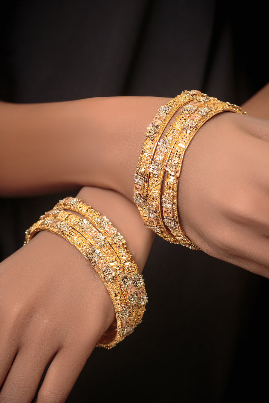 Kara Golden and Rose gold ruby squares- Areeba's Couture