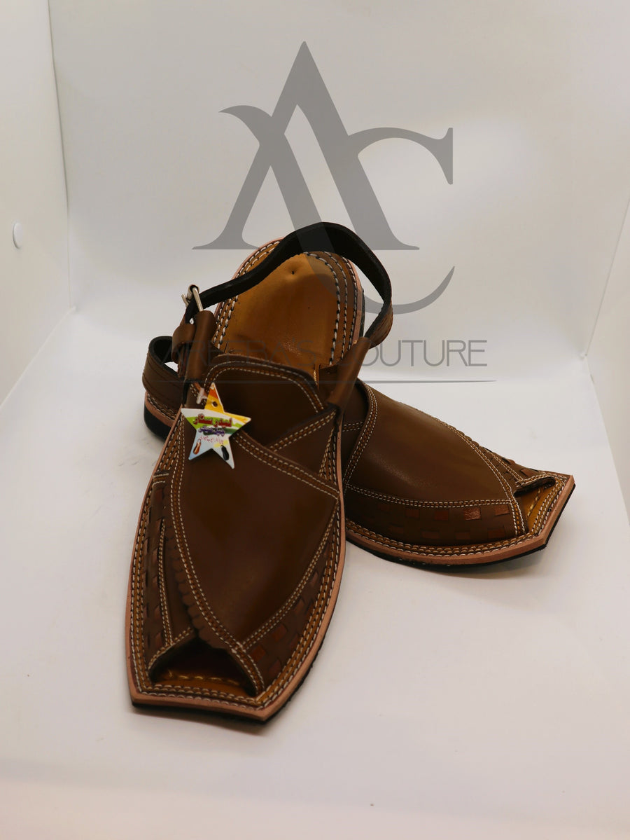 Pakistani Kheri - Peshawari Chappal hand made  leather.- Areeba's Couture