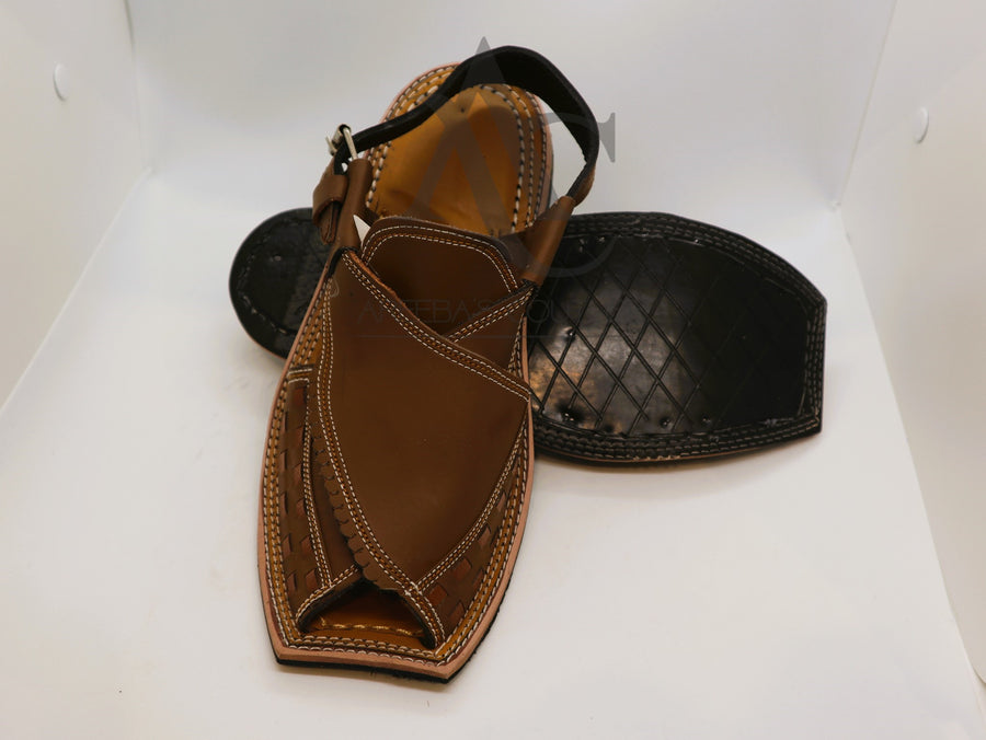 Pakistani Kheri - Peshawari Chappal hand made  leather.- Areeba's Couture
