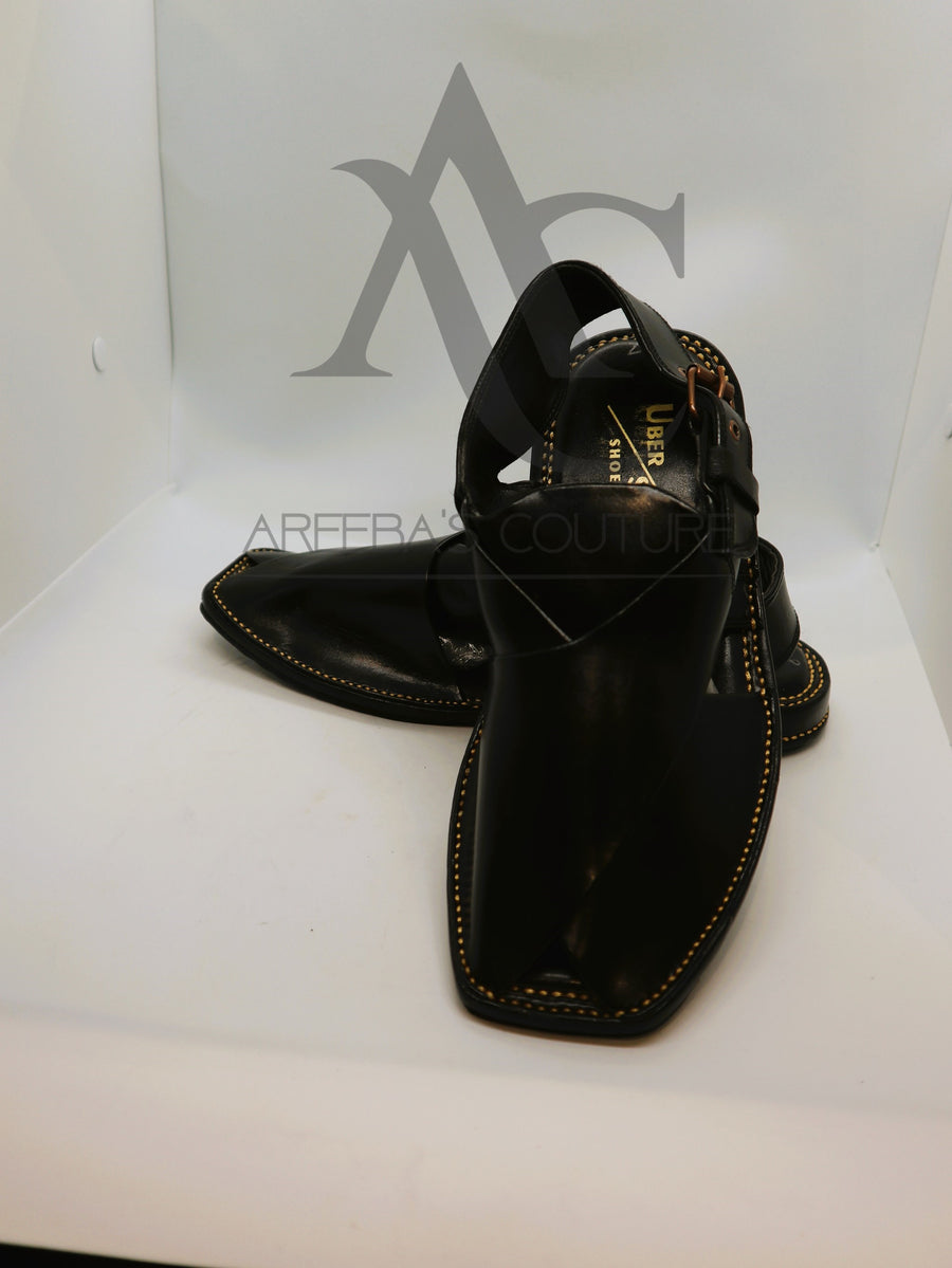 Fine Pakistani Kheri - Peshawari Chappal hand crated in leather.- Areeba's Couture