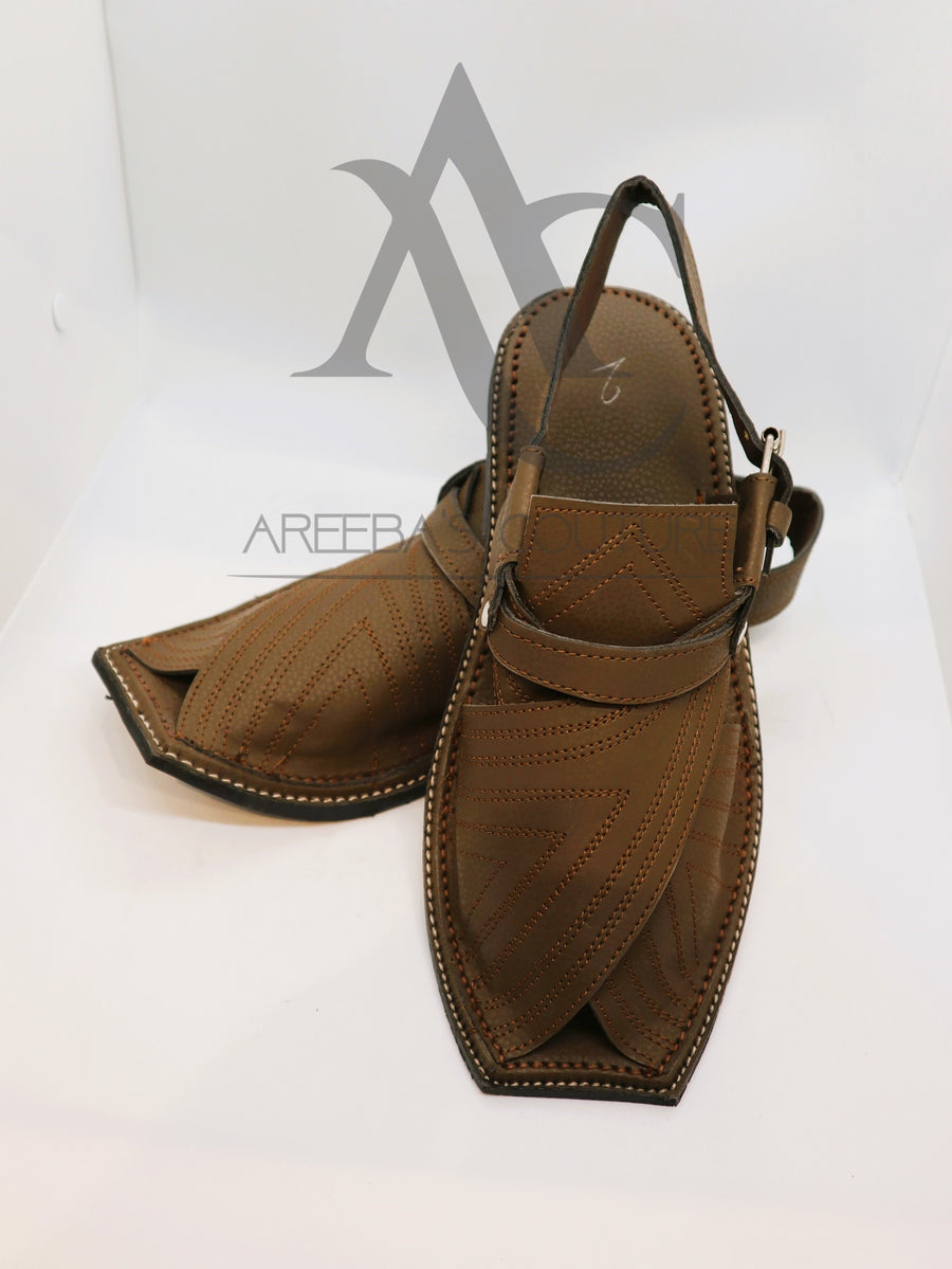 Pakistani Kheri - Peshawari Chappal hand made leather.- Areeba's Couture