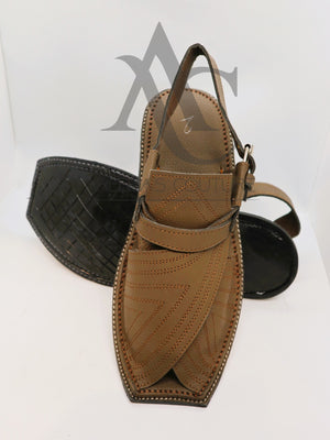 Pakistani Kheri - Peshawari Chappal hand made leather.- Areeba's Couture