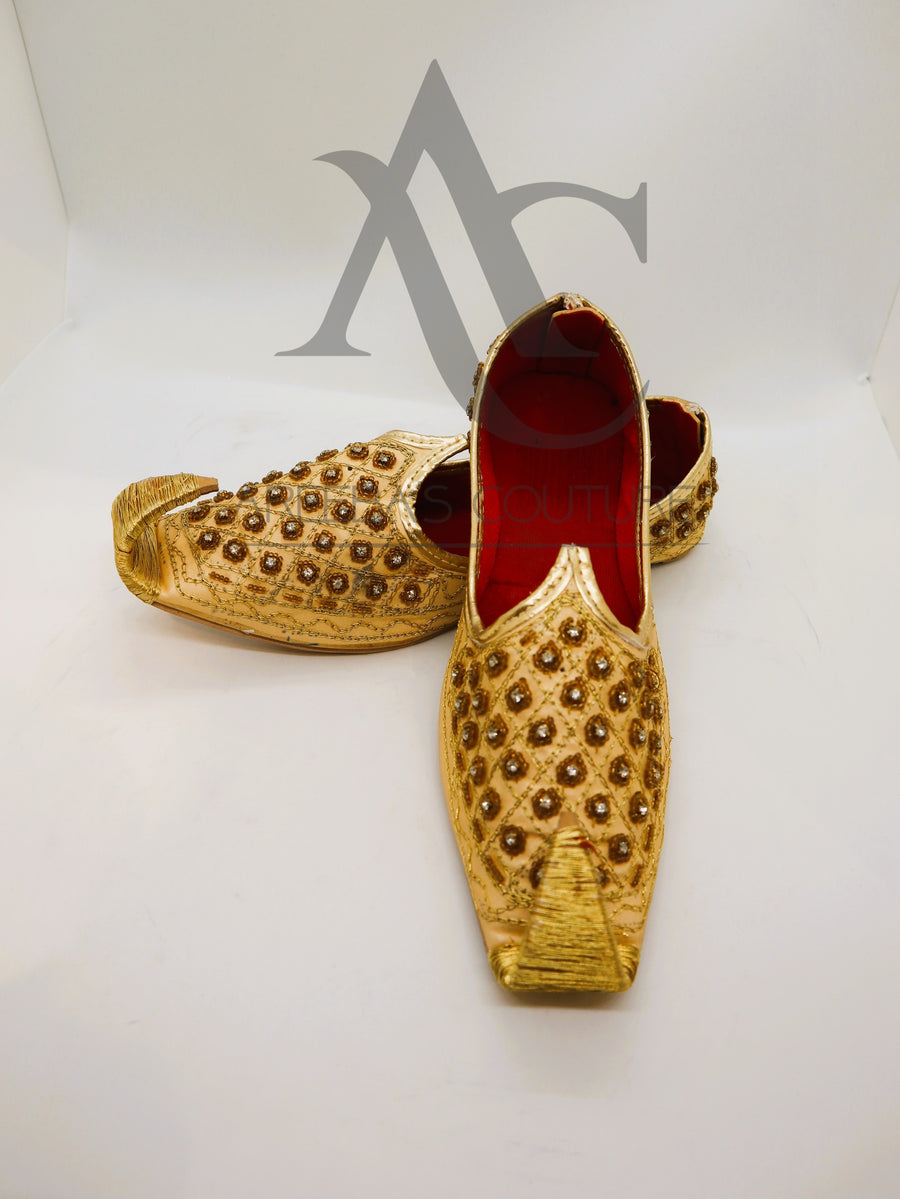 Boy gold gem khussa- Areeba's Couture