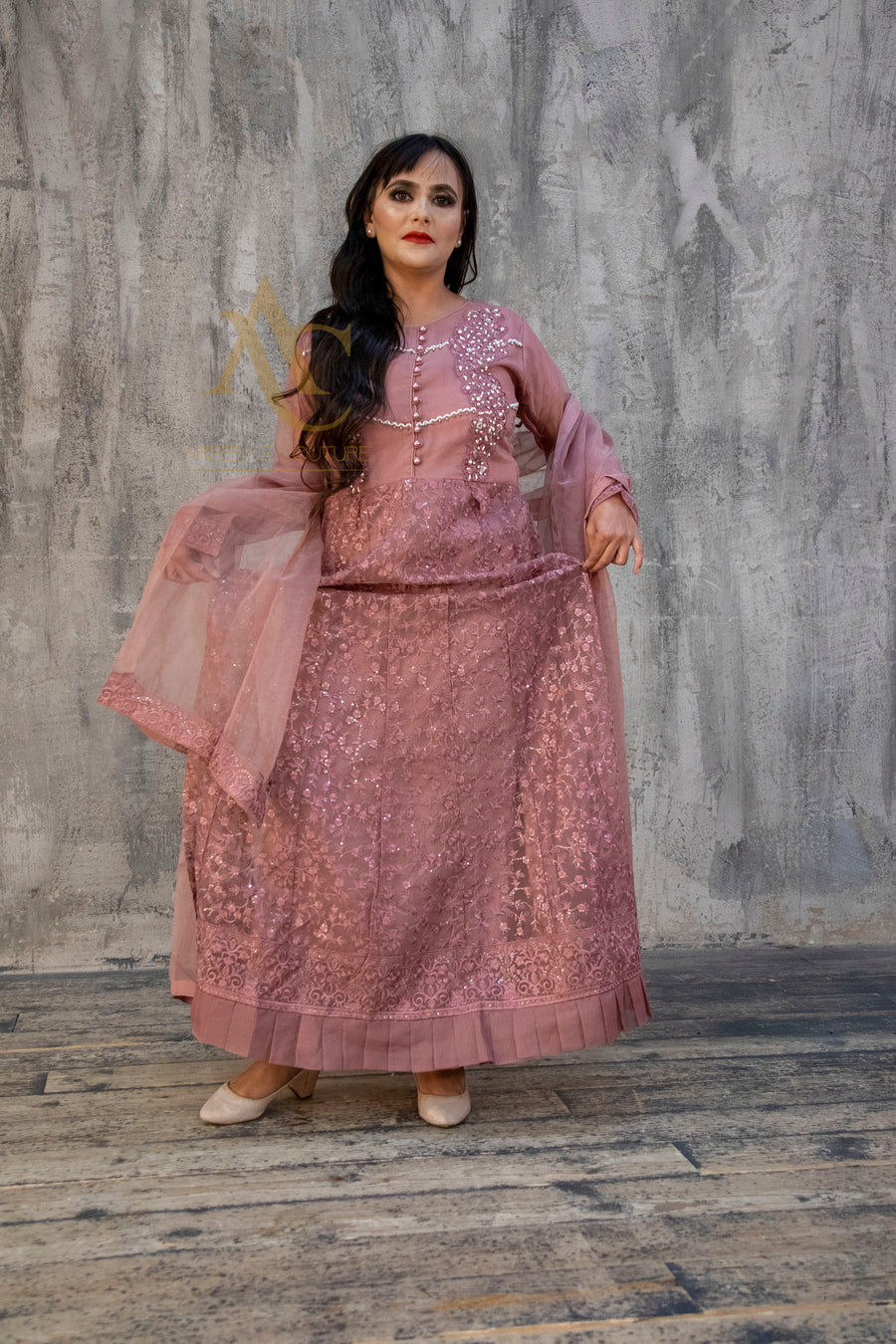 Dusty Rose Maxi- Areeba's Couture