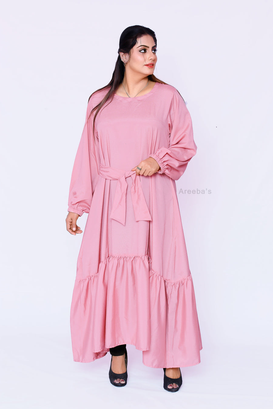 Soft Pink zaira Abaya- Areeba's Couture