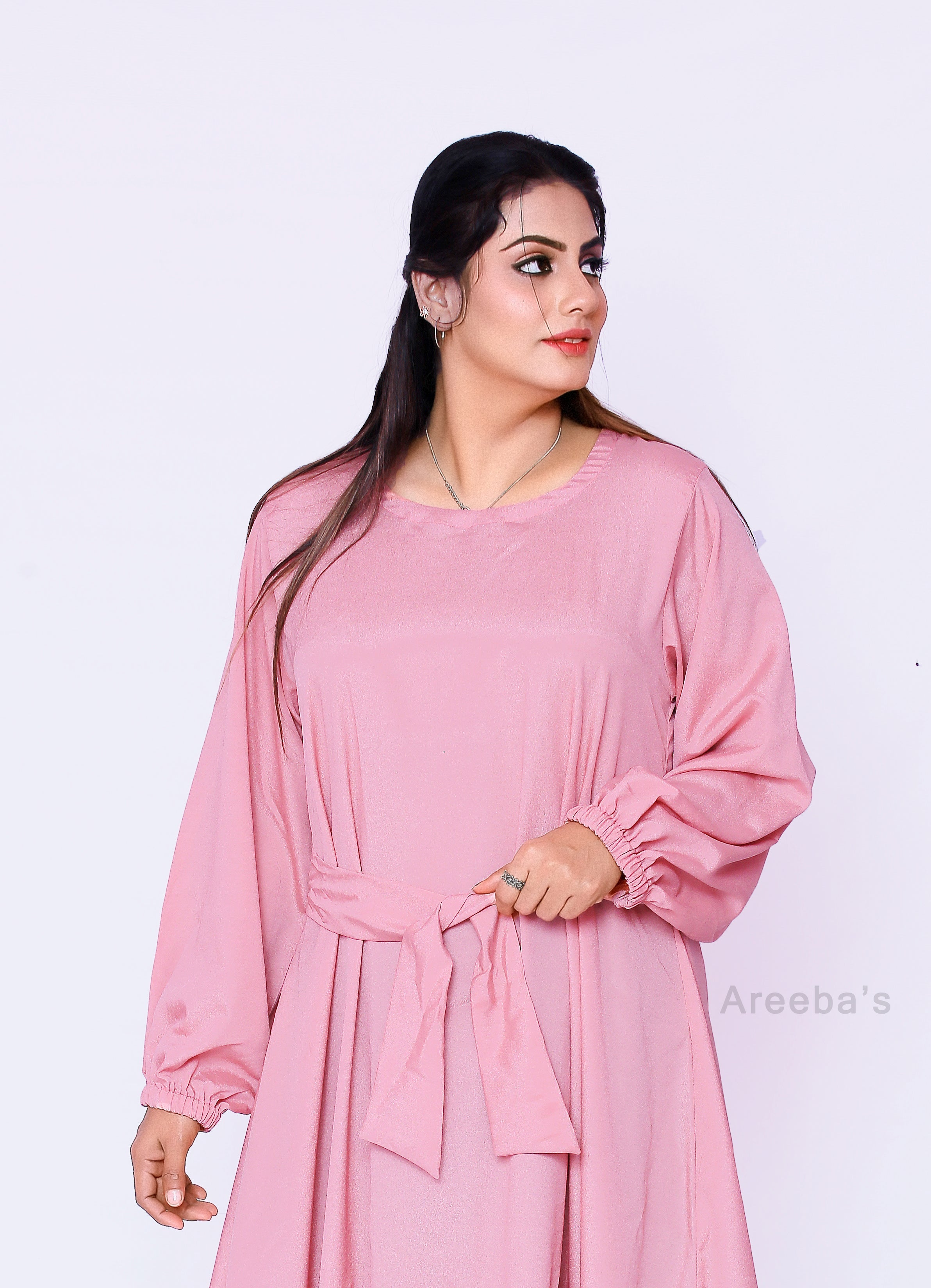 Soft Pink zaira Abaya- Areeba's Couture