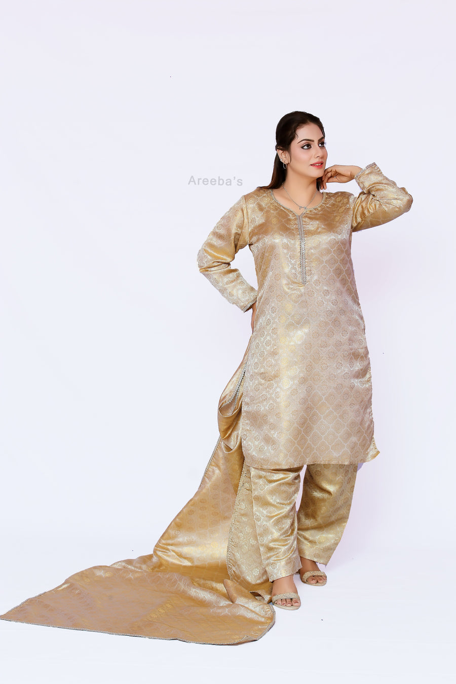 Muddy waters Banarasi shalwar kameez- Areeba's Couture