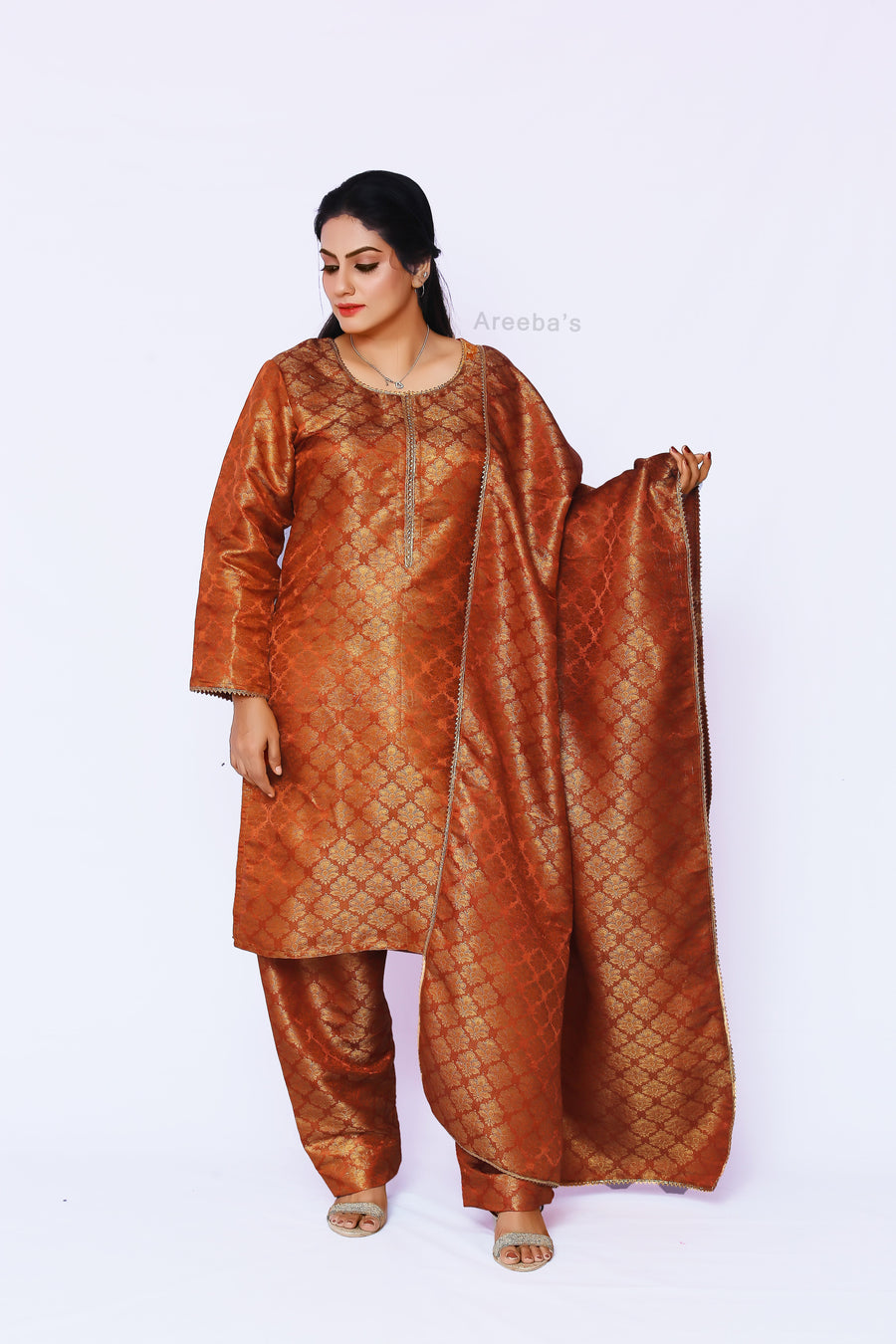 Copper Canyon Banarasi shalwar kameez- Areeba's Couture