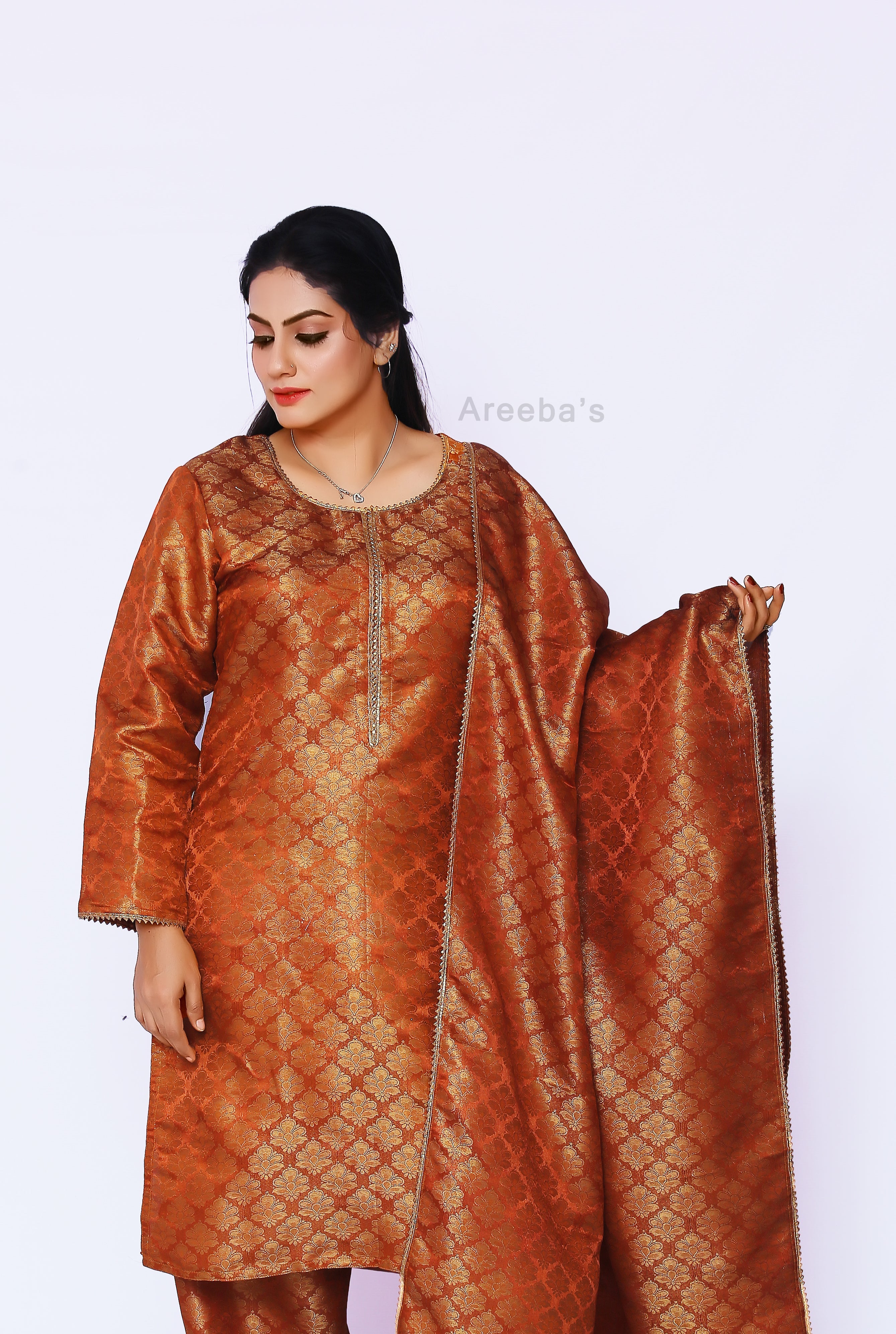 Copper Canyon Banarasi shalwar kameez- Areeba's Couture