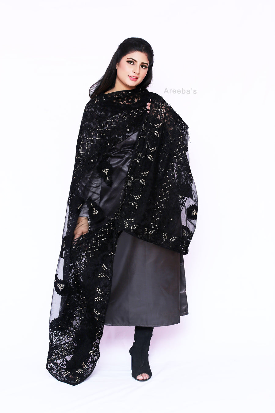 Night Net embroidered- Areeba's Couture