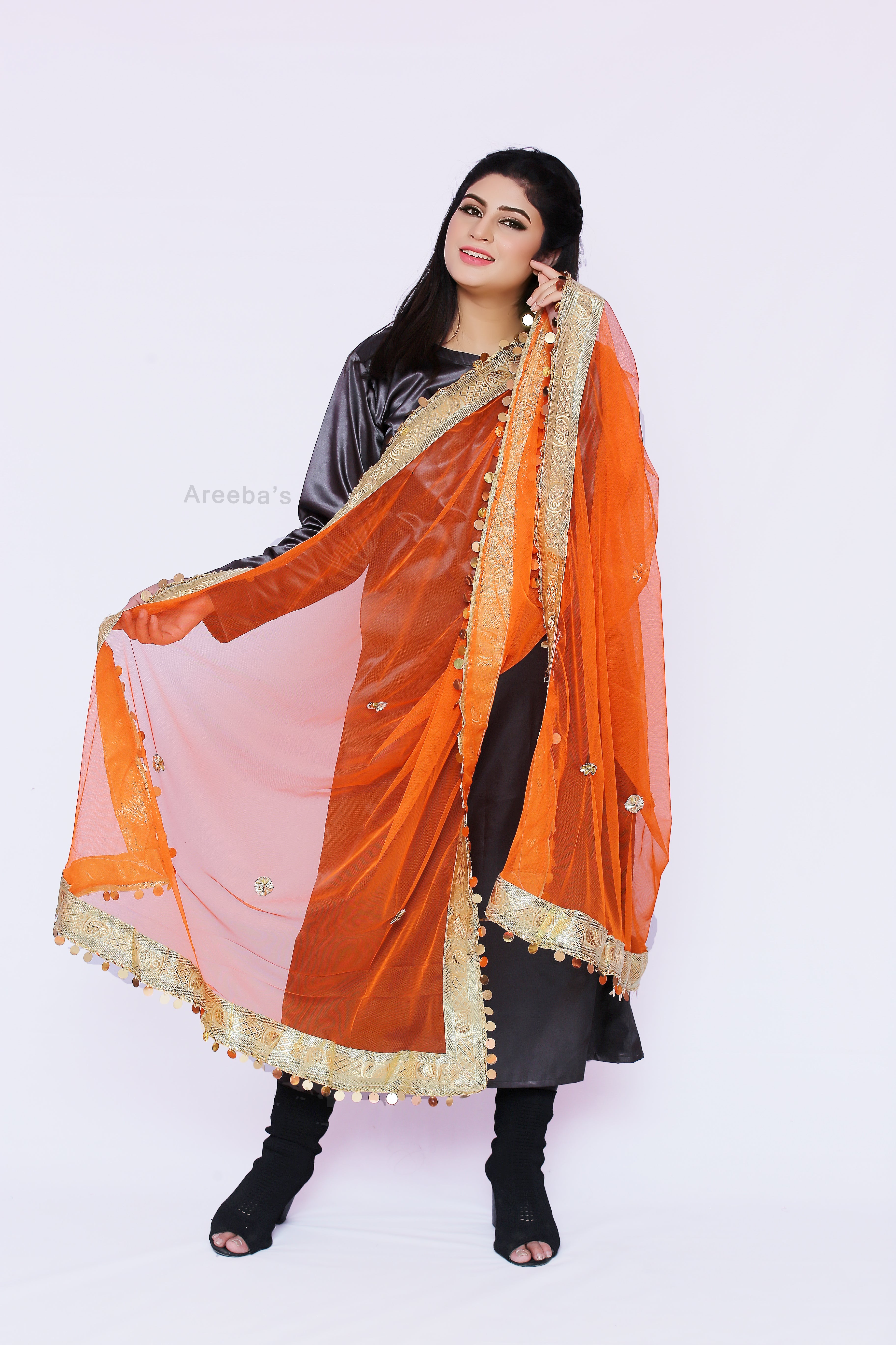 Dusty Orange Net- Areeba's Couture