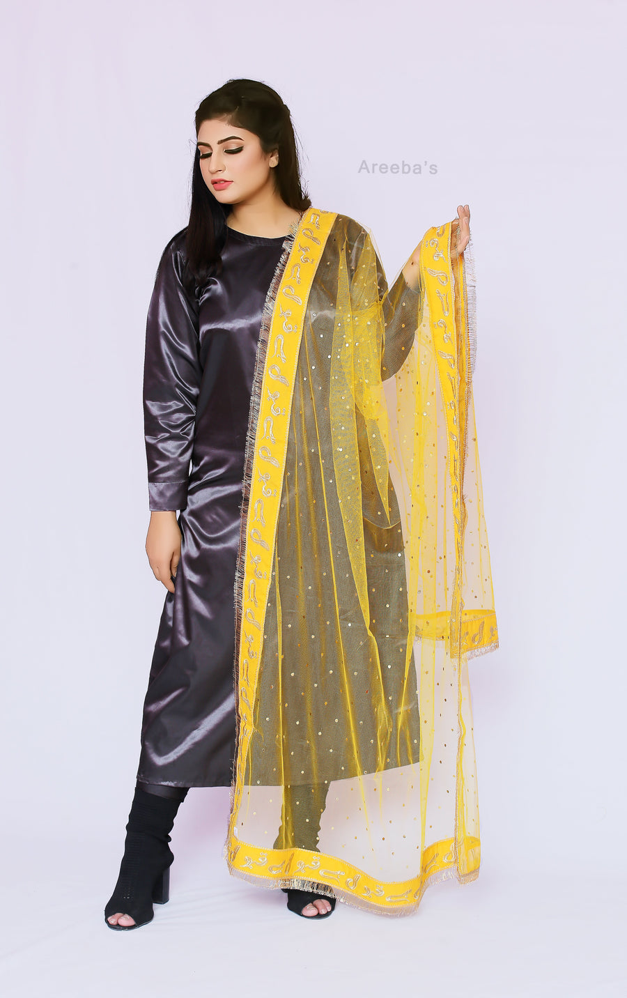 The Nikah Dupatta Gold- Areeba's Couture
