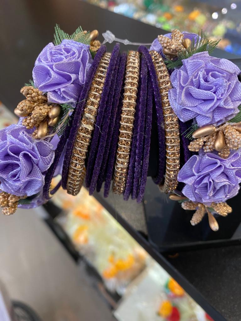 Flower Bangles set M- Areeba's Couture