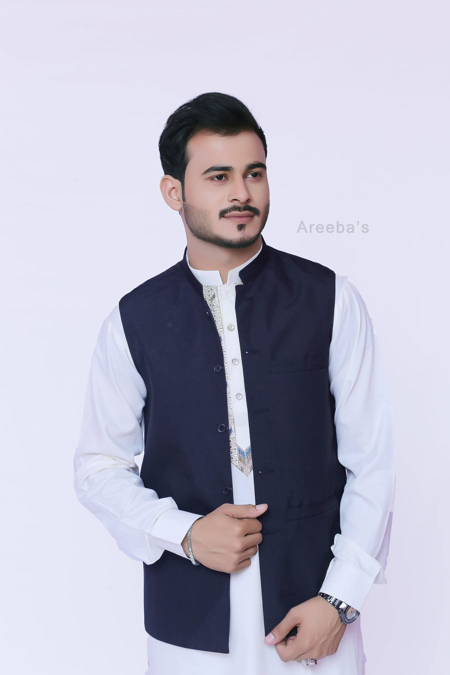 Gents Pakistani Waistcoat d001- Areeba's Couture