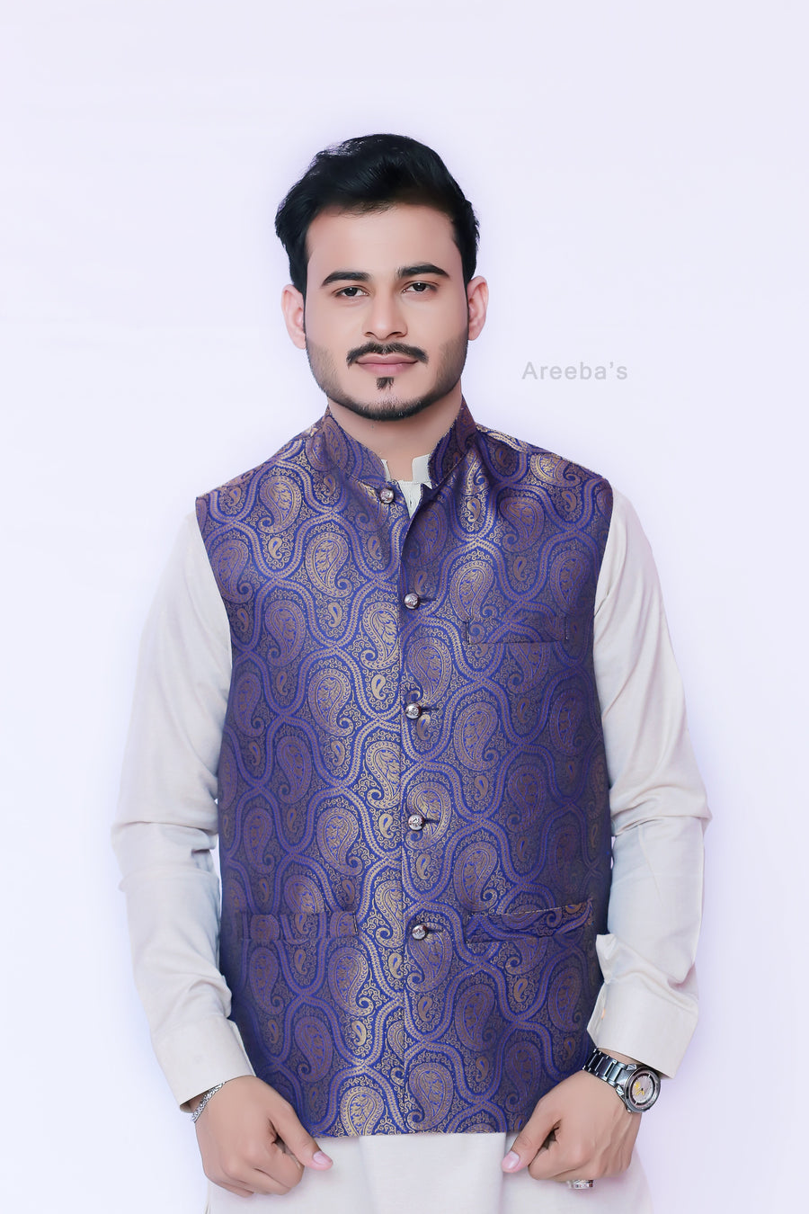 Gents Pakistani Waistcoat- Areeba's Couture