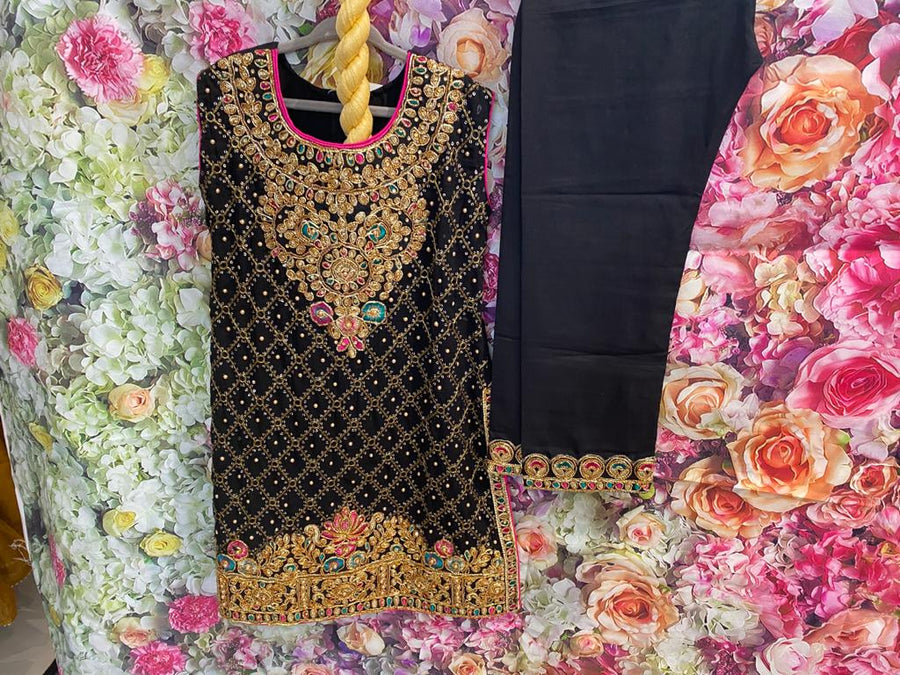 Girls black party suit- Areeba's Couture
