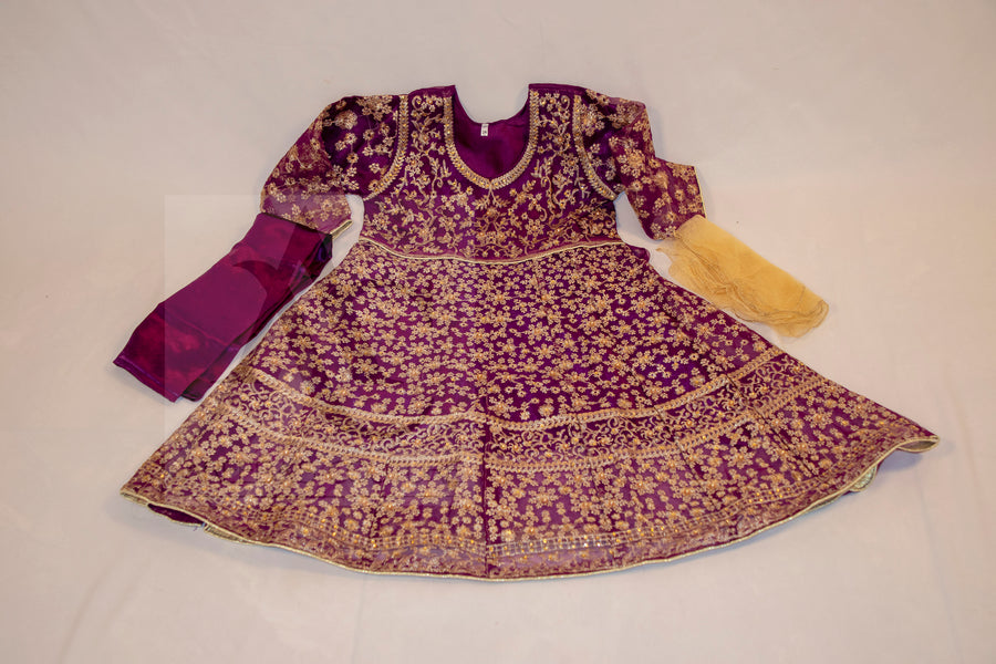 Heavy embroidered girls frock- Areeba's Couture