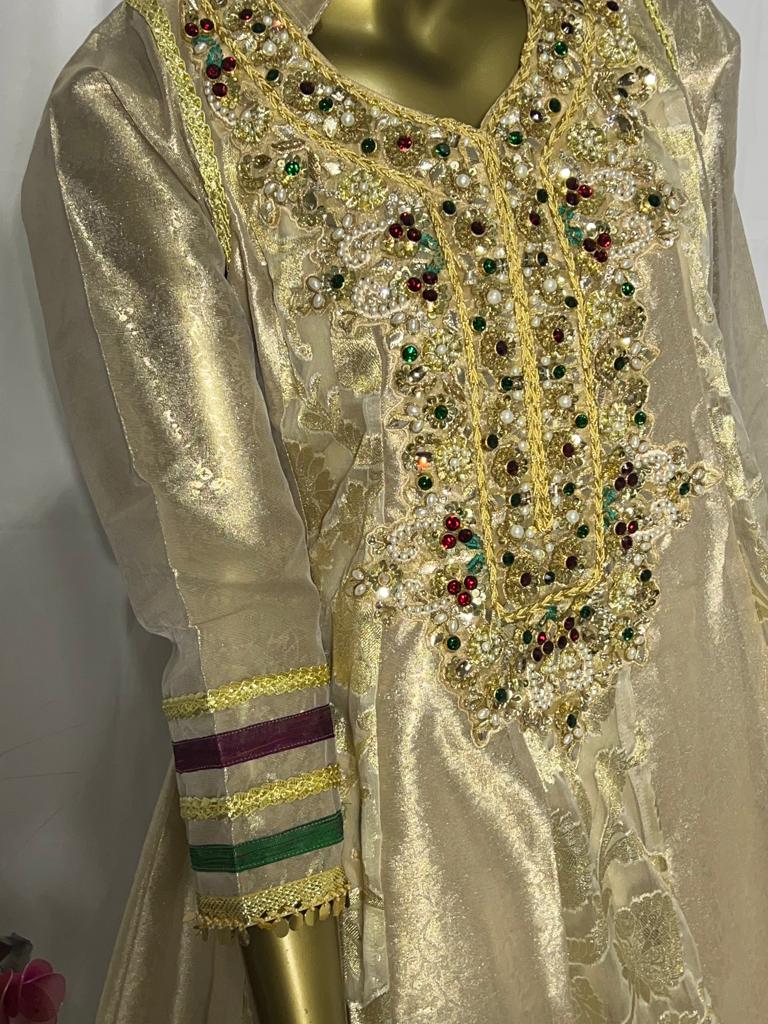 Jamawar frock 3 pcs suit BCF 7- Areeba's Couture