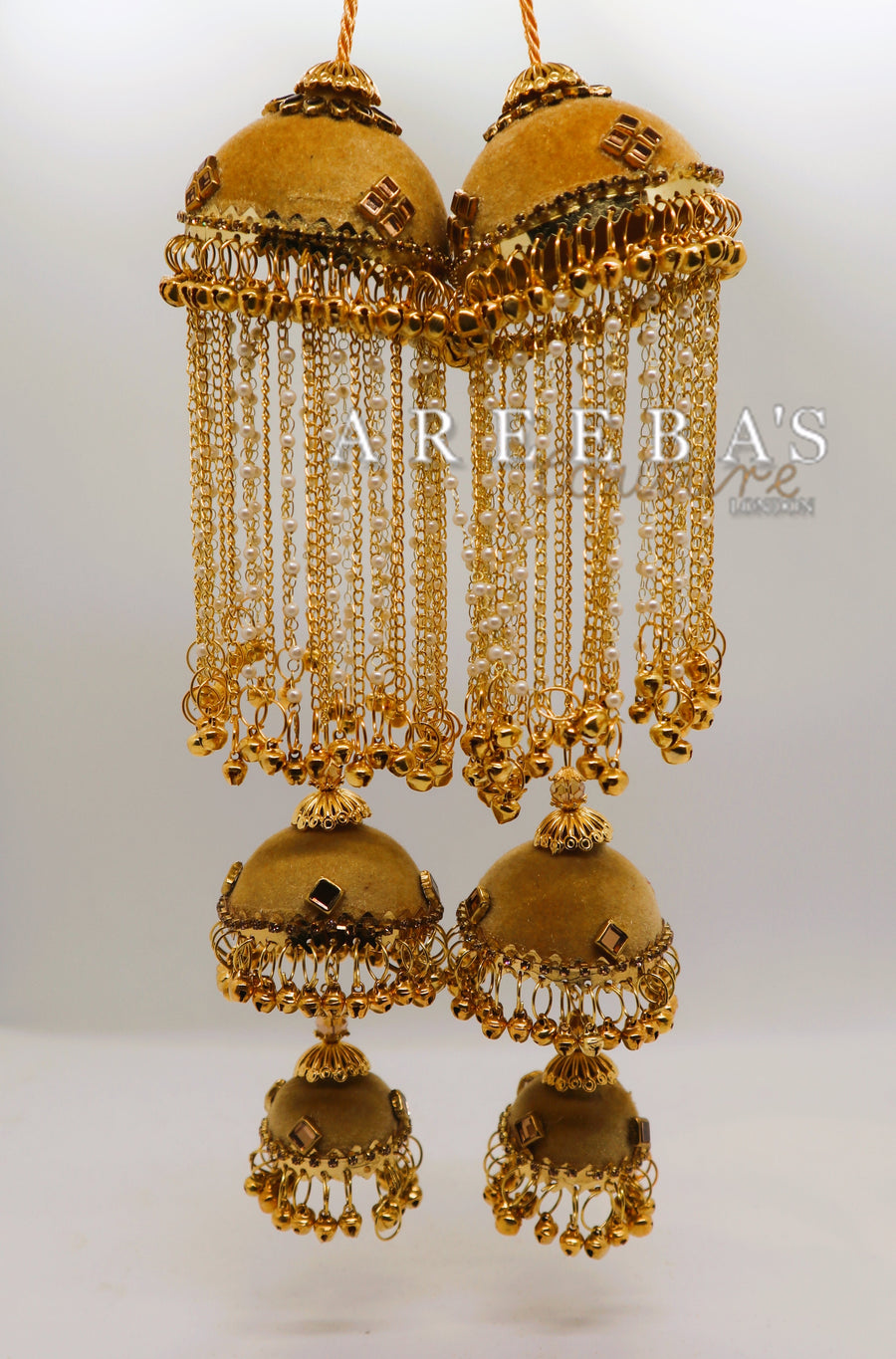 Kaleera Kangan / Bridal hand hanging Beige- Areeba's Couture