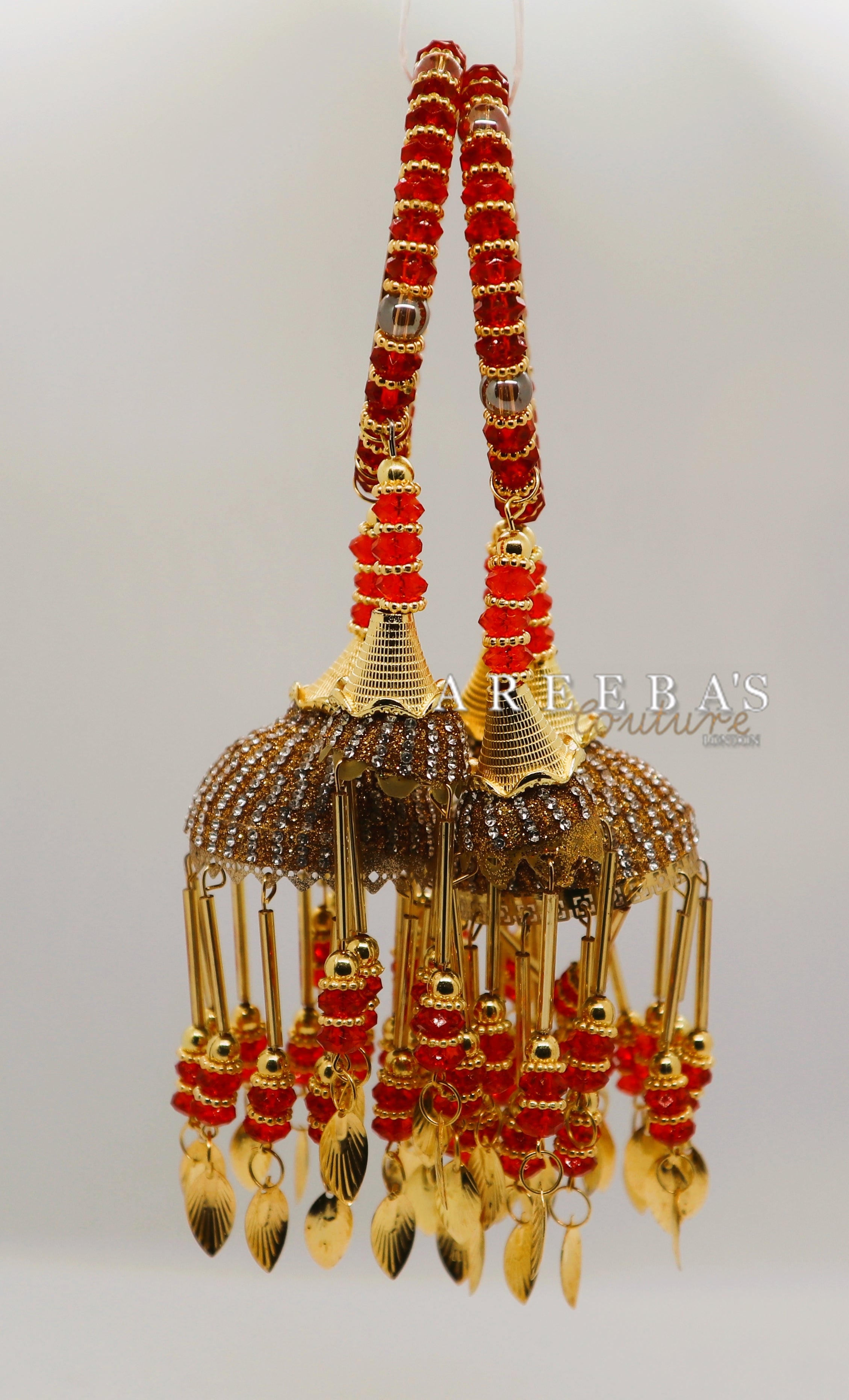 Kaleera with Kangan Red / Bridal hand hanging with Bangel- Areeba's Couture