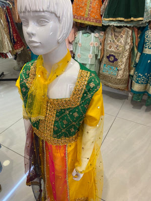 Kids Mehndi Gharara suit- Areeba's Couture