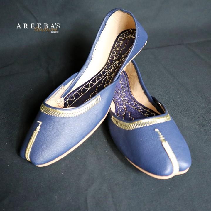ladies blue khussa- Areeba's Couture