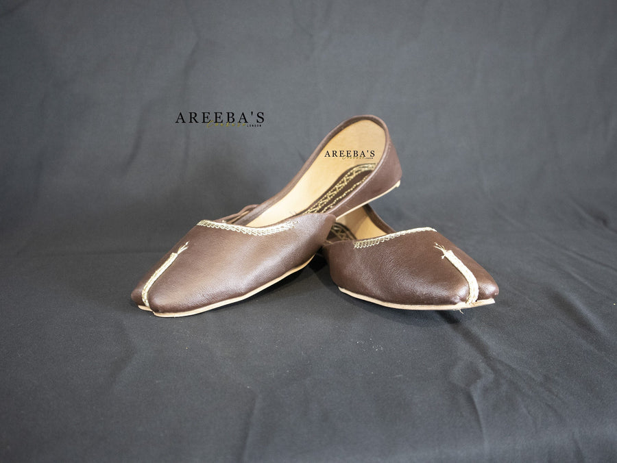 Ladies dark brown khussa- Areeba's Couture