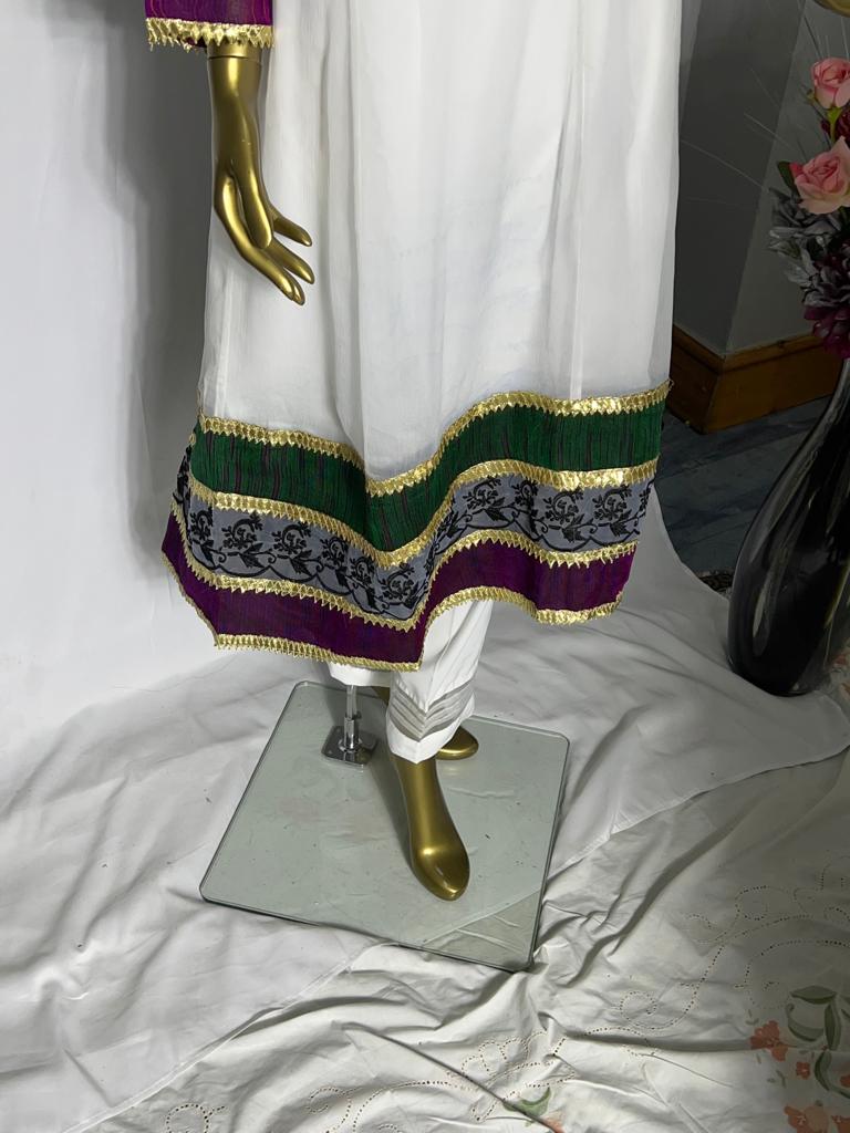 Long dress 3 pcs suit on chiffon BCF 22- Areeba's Couture