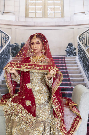 Maroon Qabool hai Dupatta- Areeba's Couture