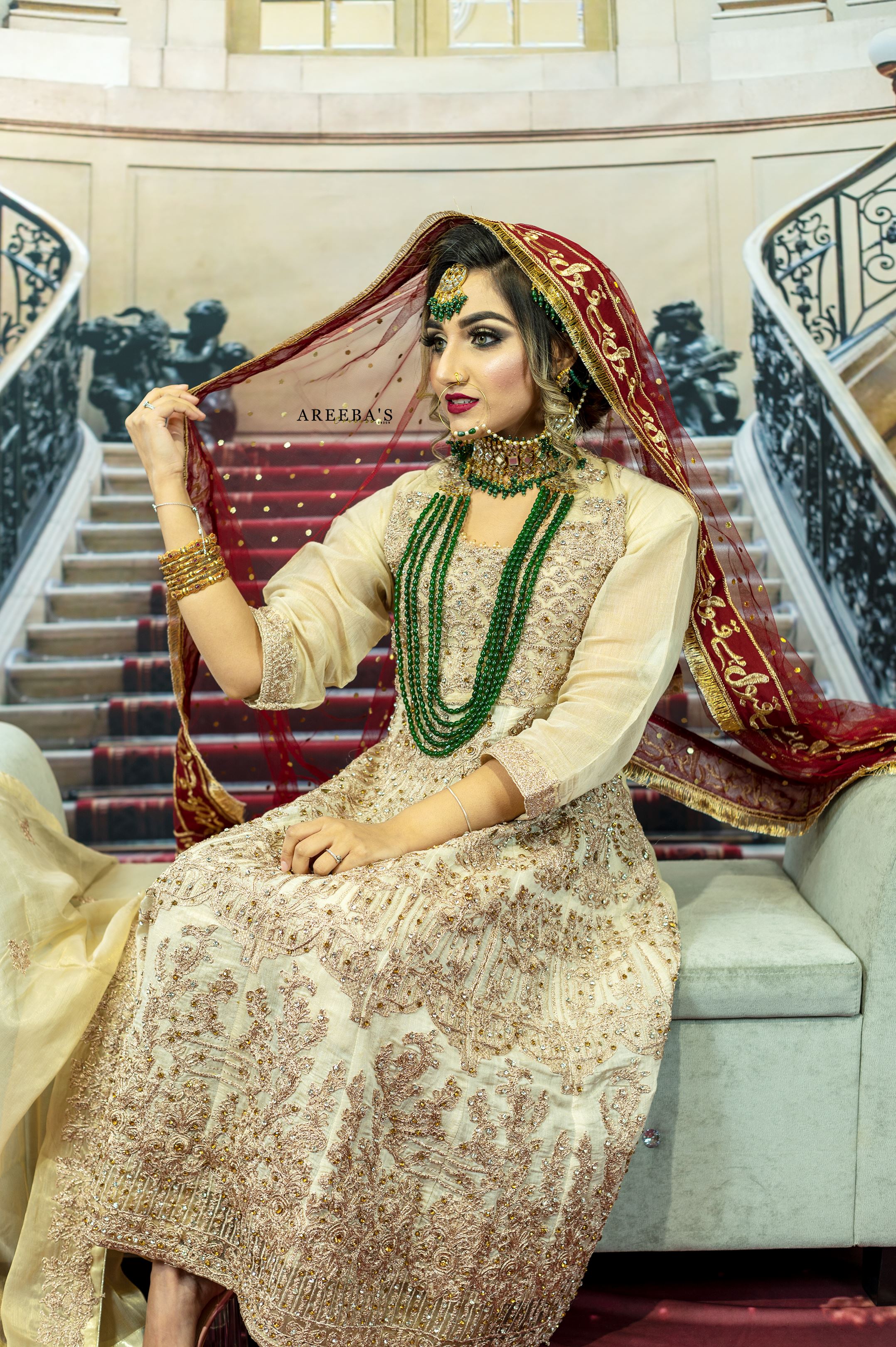 Maroon Qabool hai Dupatta- Areeba's Couture