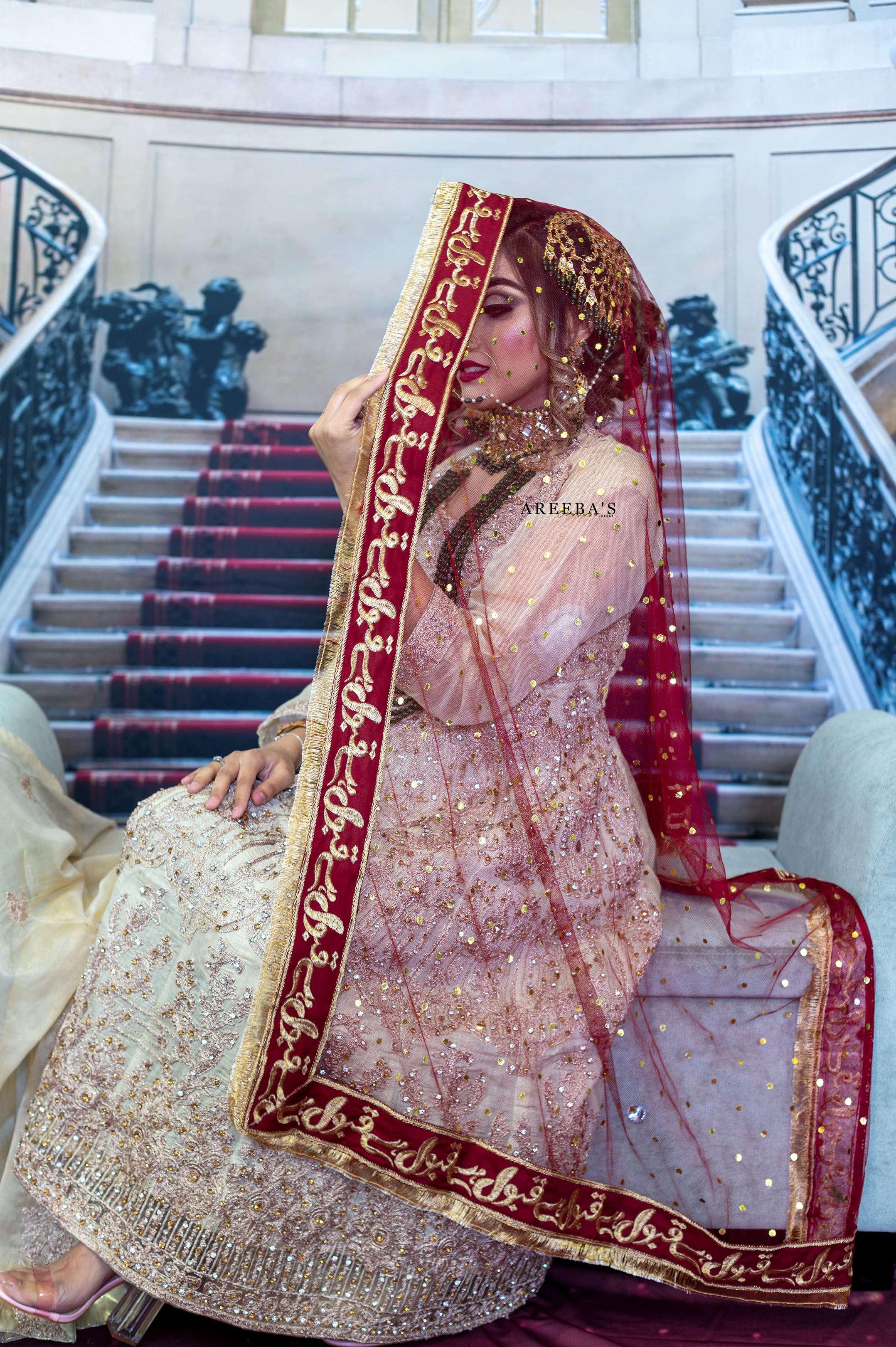 Maroon Qabool hai Dupatta- Areeba's Couture