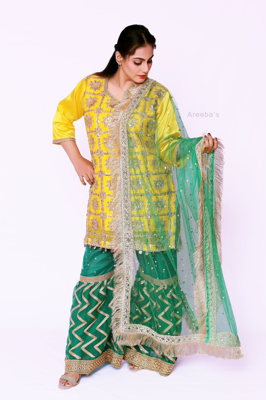 Mehndi gharaa suit- Areeba's Couture