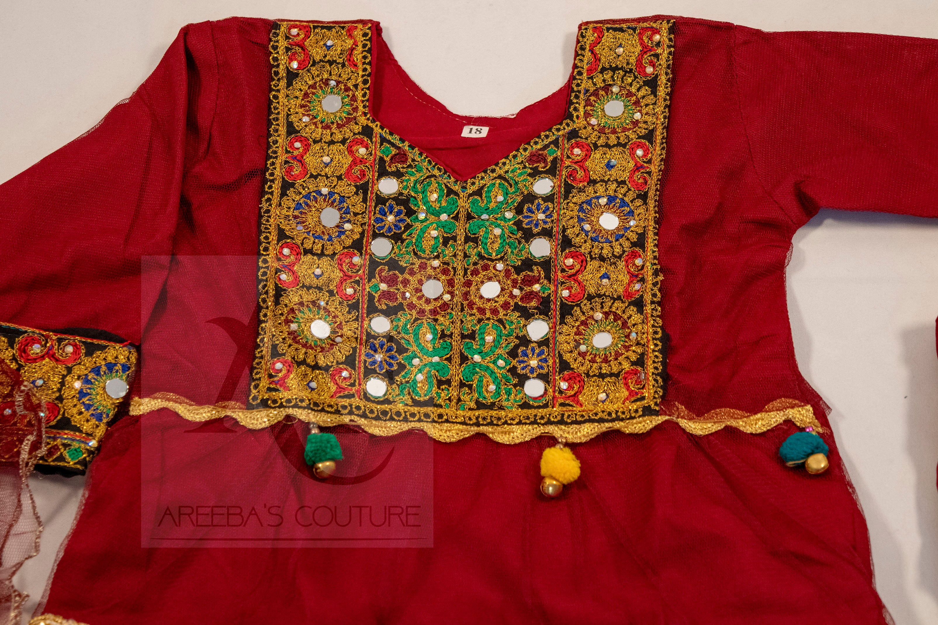 Girls Mehndi Maroon frock suit- Areeba's Couture